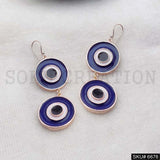 Rose Gold plated Designer Protective Evil Eye Ear Wire Earrings SKU6676