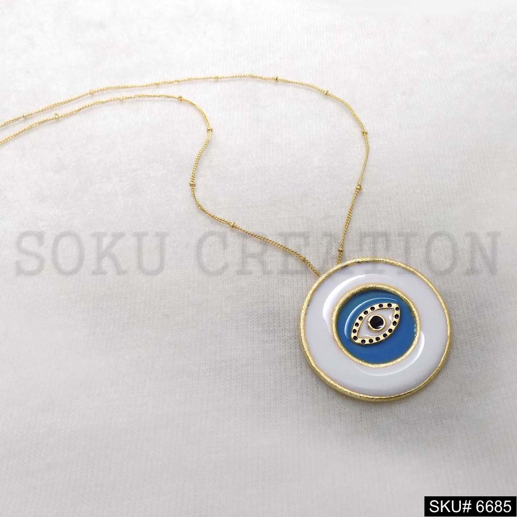 Gold Plated Stylish Chain with Protective Evil Eye Pendant SKU6685