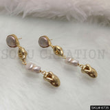 Gold Plated Unique Designer Pearl Drop and Dangle Earrings SKU6735
