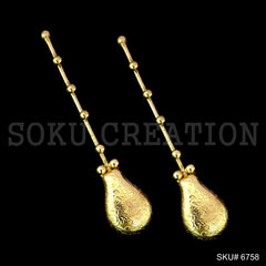 Gold plated Statement Long Stud Earrings SKU6758