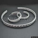 Gold plated Unique Twisted Wire Design Jewelry Set Earrings Cuff and Choker SKU6768