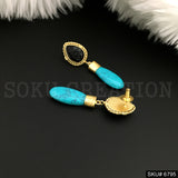 Gold plated Drop & Dangle Turquoise Earring SKU6795