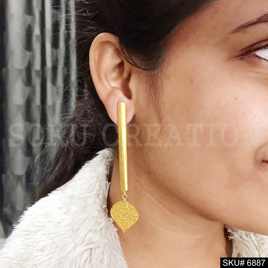 Gold plated Drop and Dangle Leaf Handmade Design Earring SKU6887