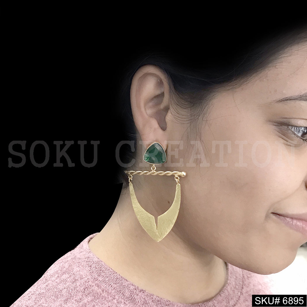Gold plated Drop and Dangle Handmade Stylish Design Earring SKU6895