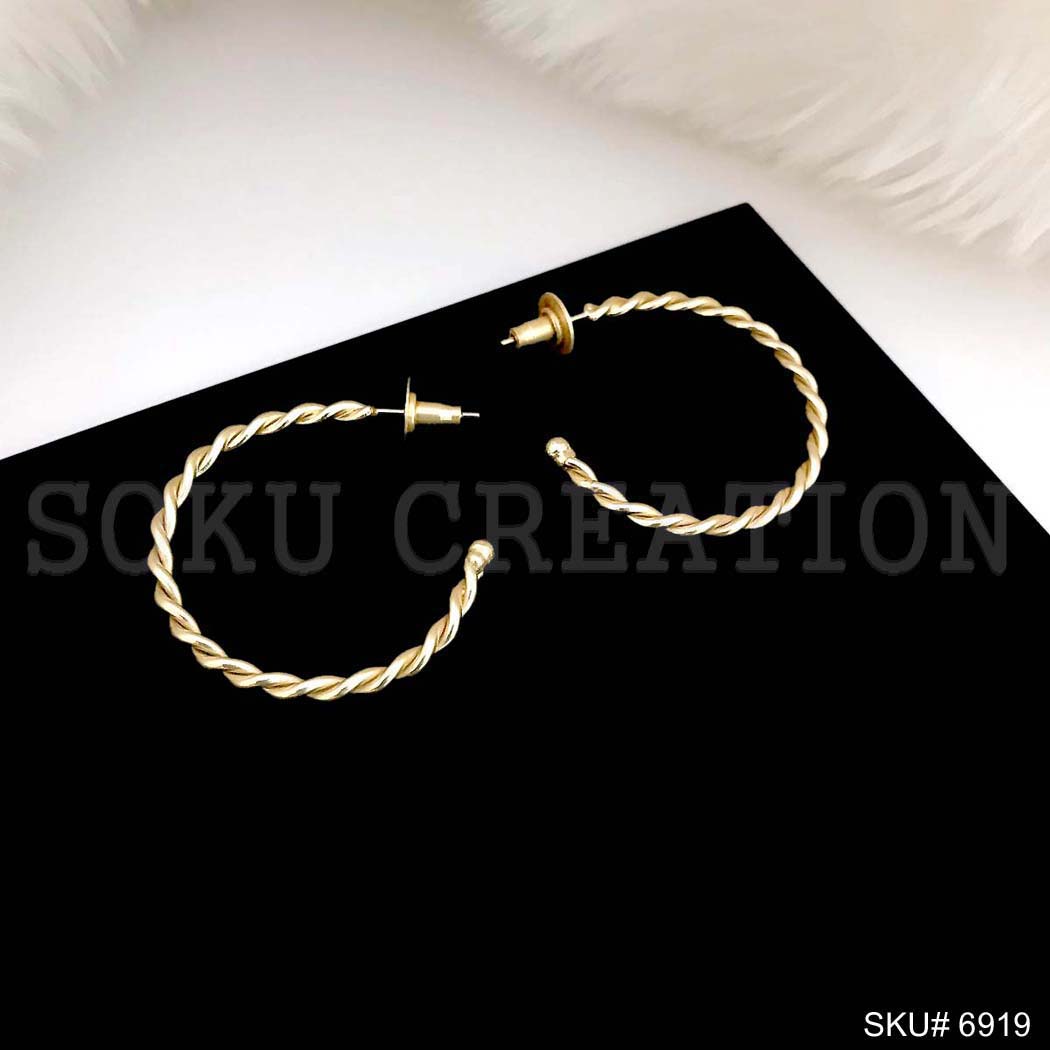 Gold plated Hoop with Twisted Wire Unique Design Earring SKU6919