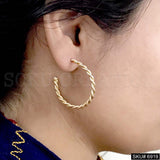 Gold plated Hoop with Twisted Wire Unique Design Earring SKU6919