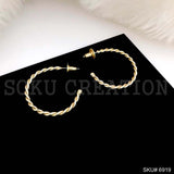 Gold plated Hoop with Twisted Wire Unique Design Earring SKU6919