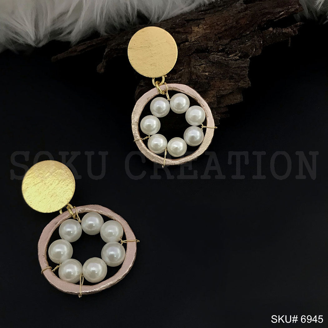 Gold plated Drop and Dangle Pearl Earrings SKU6945
