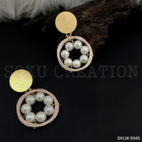 Gold plated Drop and Dangle Pearl Earrings SKU6945