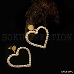 Gold plated Delicate Heart Shape Drop and Dangle Earrings SKU6972