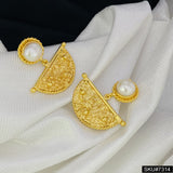Fresh Water Pearl Gold plated Drop and Dangle Texture Earring SKU7314