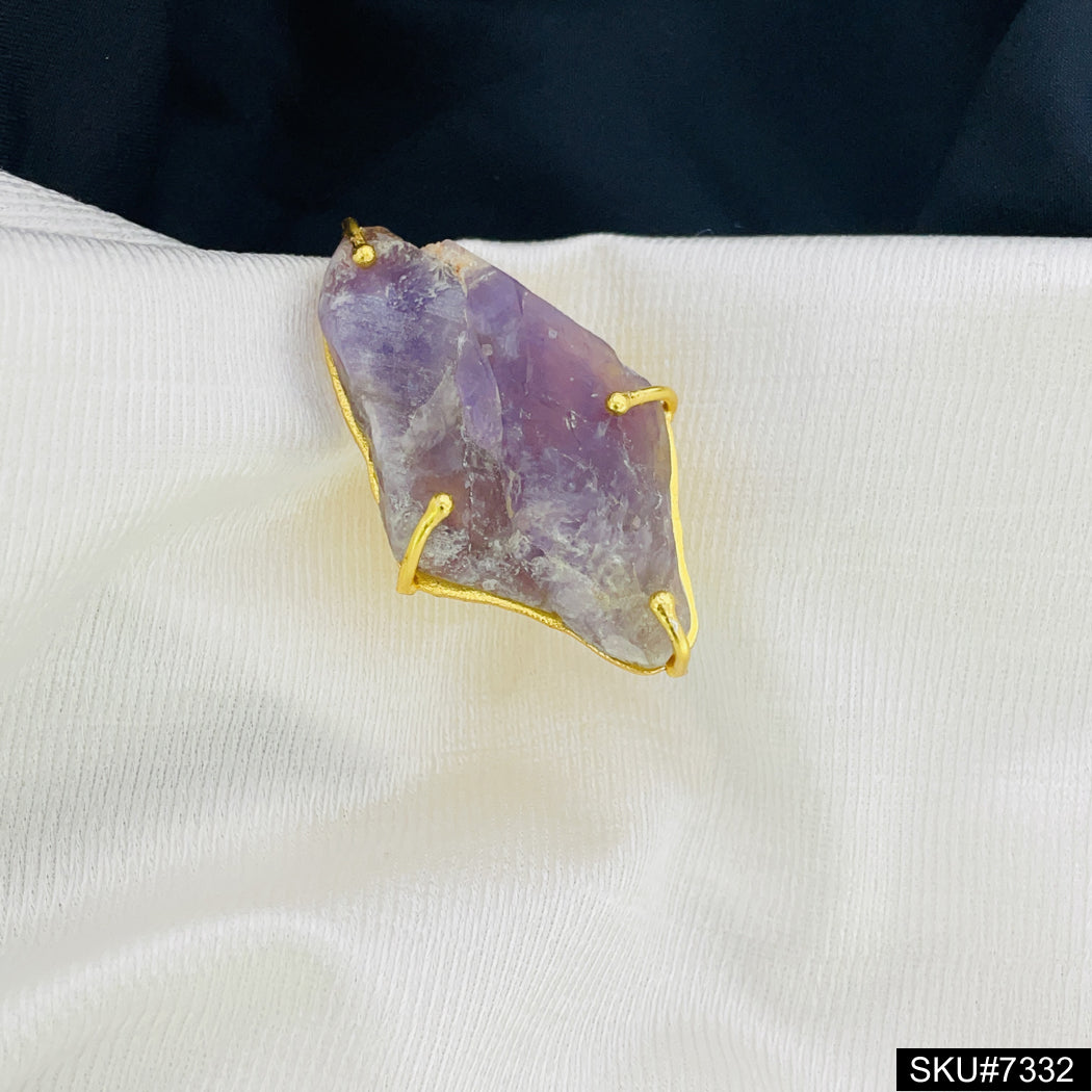 Gold plated Chevron Amethyst healing Gemstone Ring SKU7332