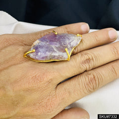 Gold plated Chevron Amethyst healing Gemstone Ring SKU7332