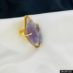 Gold plated Chevron Amethyst healing Gemstone Ring SKU7332