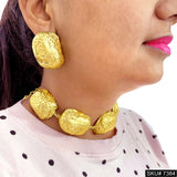 Gold Plated Uneven Dome motif  Jewelry Set SKU7384