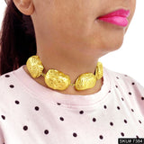 Gold Plated Uneven Dome motif  Jewelry Set SKU7384
