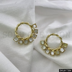 Gold plated Stud  Round Shape Earring SKU7394