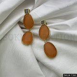 Gold plated Drop and Dangle Gemstone Earring with Labradorite and Monalisa Gemstone SKU7395