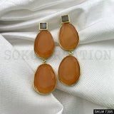 Gold plated Drop and Dangle Gemstone Earring with Labradorite and Monalisa Gemstone SKU7395