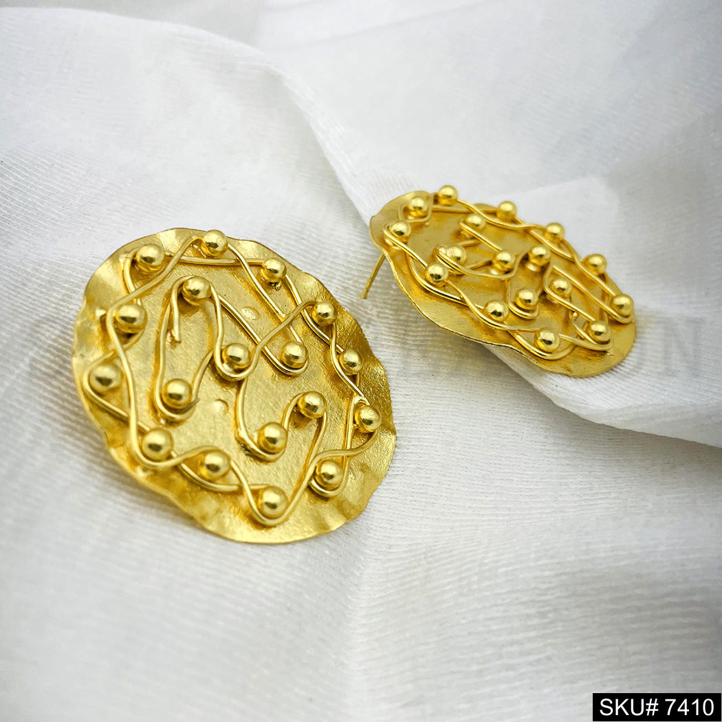 Gold plated Round Stud Earring SKU7410