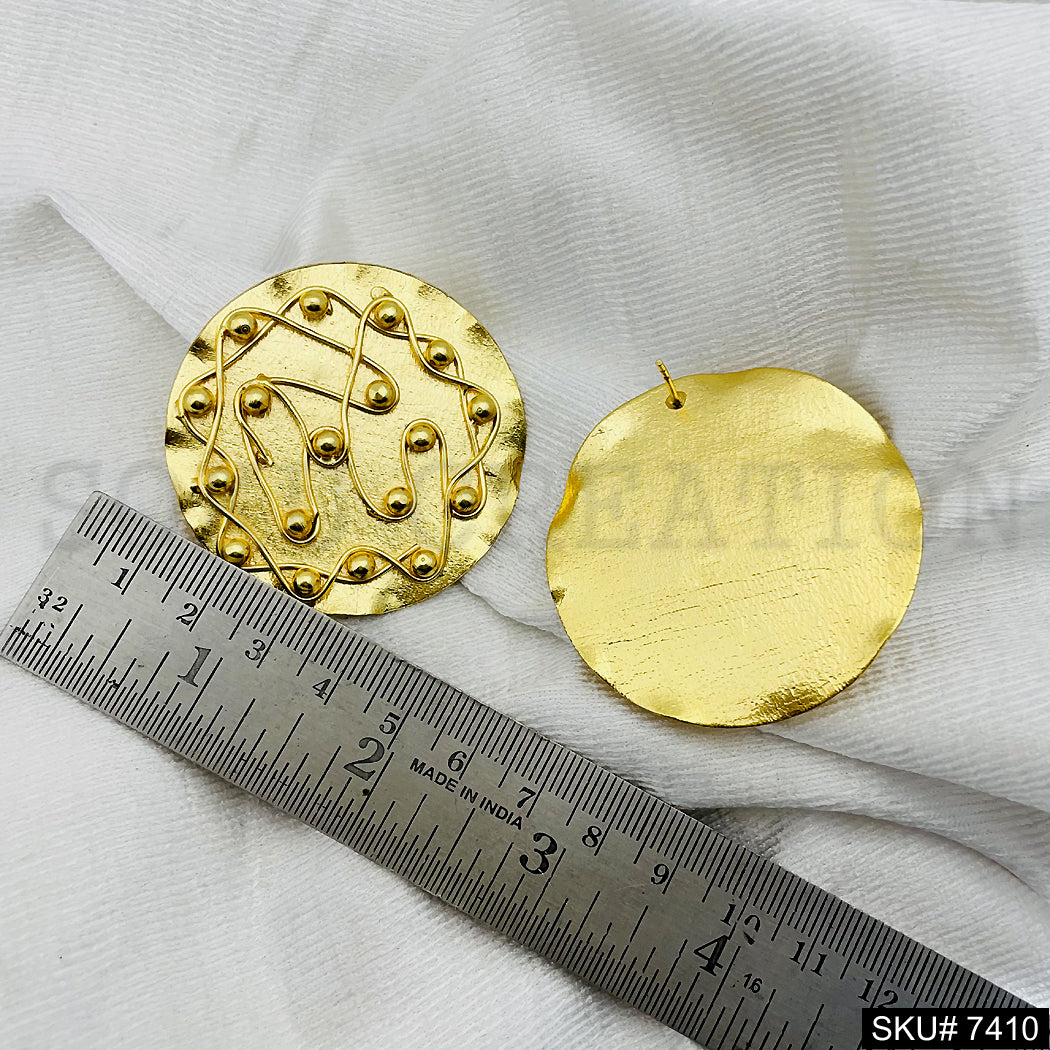 Gold plated Round Stud Earring SKU7410