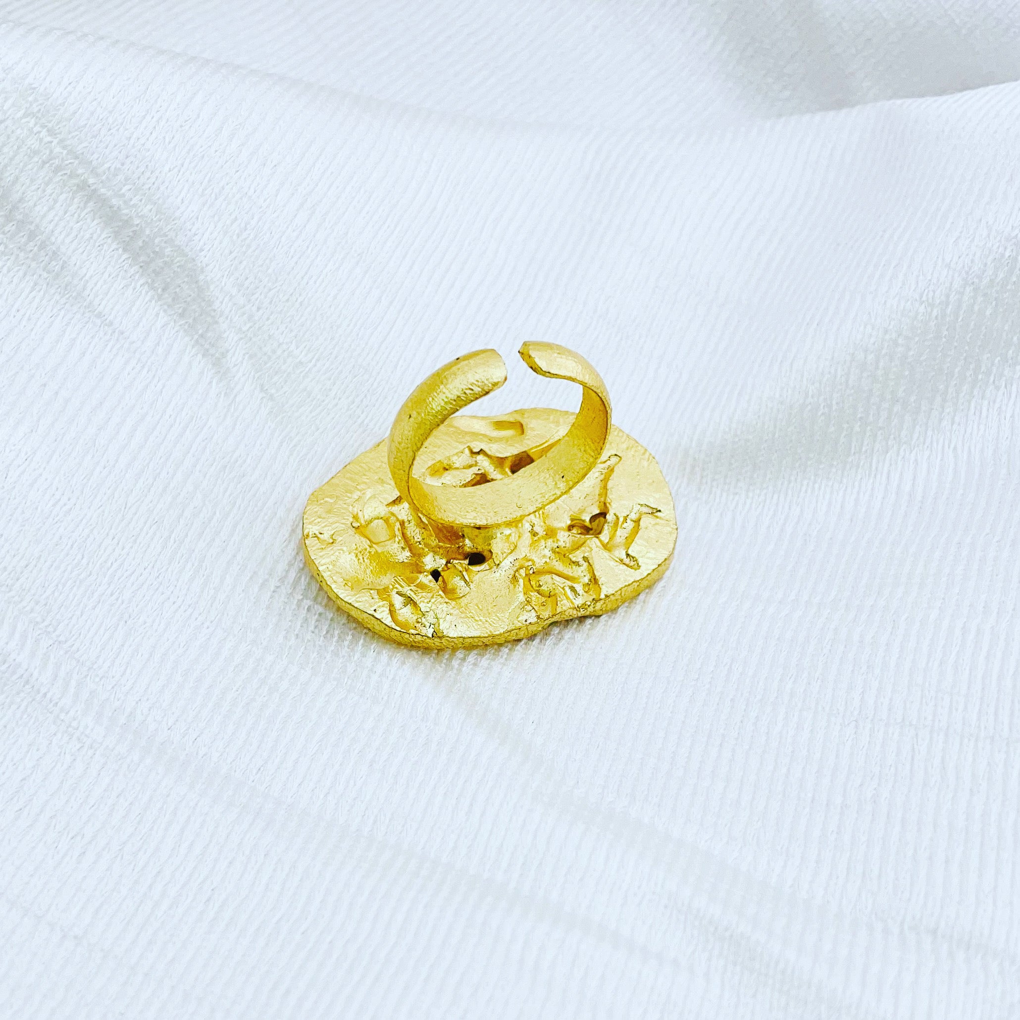 Gold plated uneven form adjustable Handcrafted Ring 